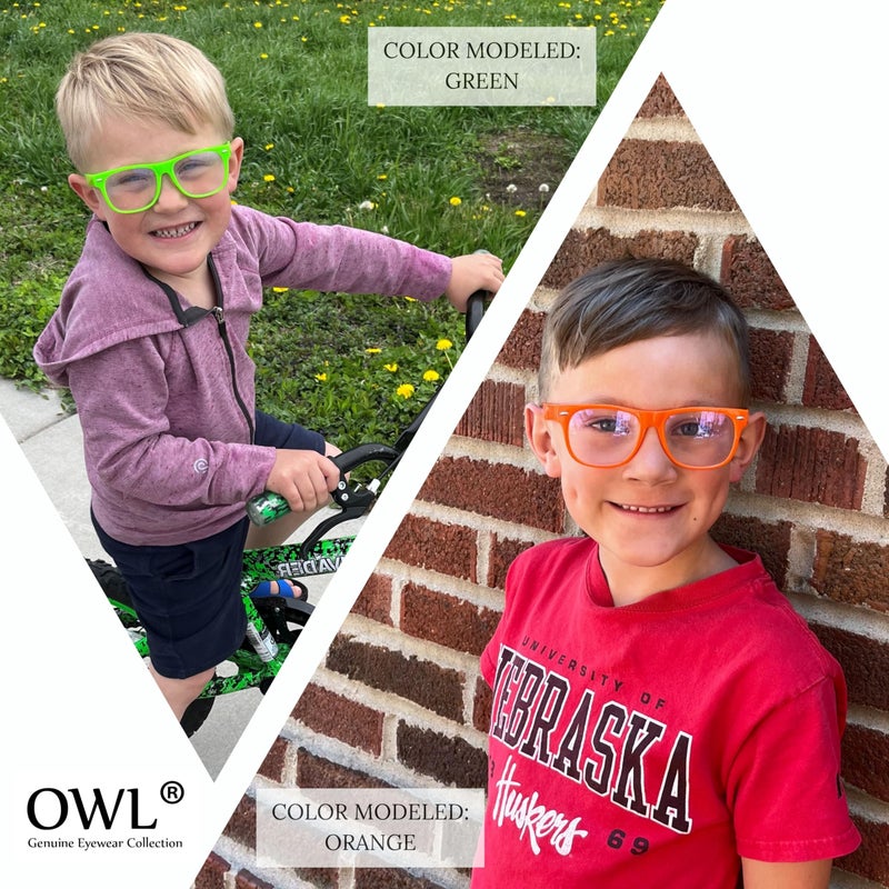 OWL Kids Clear Lens Glasses Protect Child's Eyes UVB UVA Green - Image 5